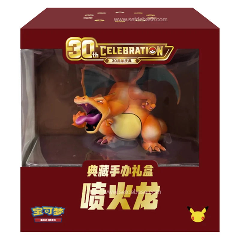 Pokémon TCG Chinois – Coffret Exclusif Figurine Dracaufeu 30e Anniversaire + 15 Boosters