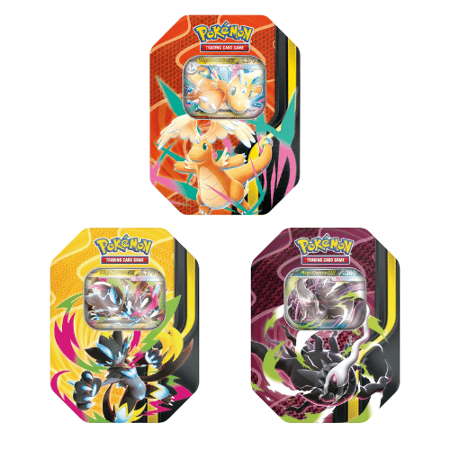 Lot de 3 Pokébox – Méga Forces – Pokémon – Dracolosse Ex – Darkrai Ex – Zeraora Ex – FR
