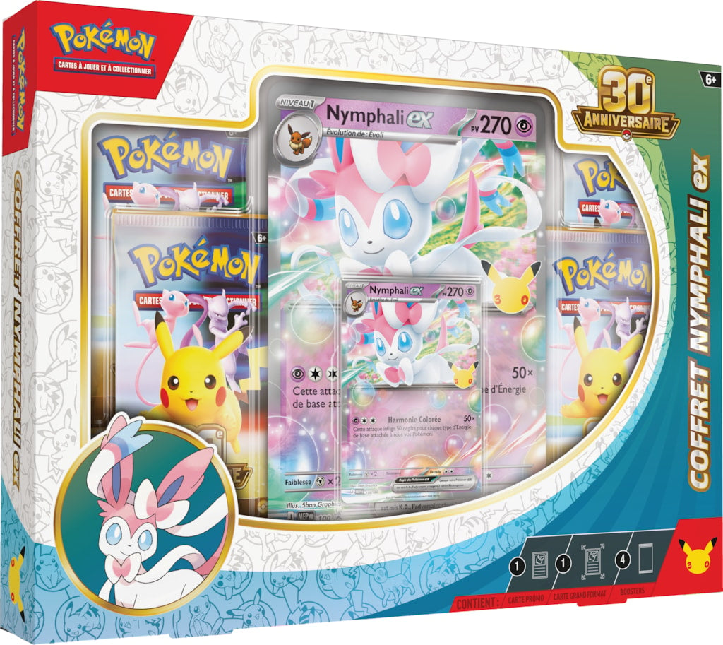 Pokémon - Coffret 30e Anniversaire Nymphali-ex - 4 Boosters - FR